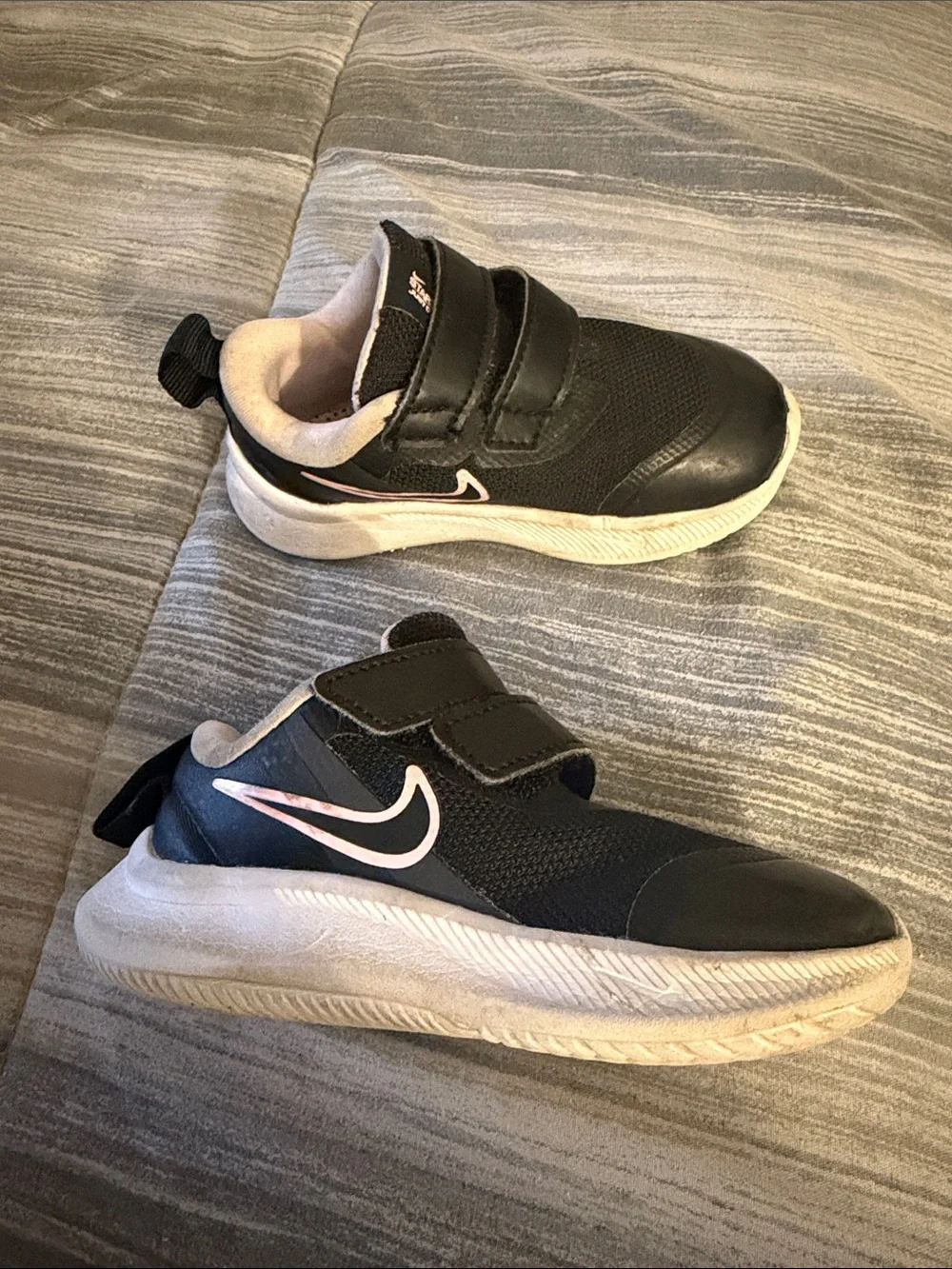 Nike Kids Black and Pink Velcro Sneakers